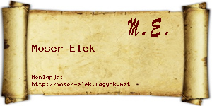 Moser Elek névjegykártya